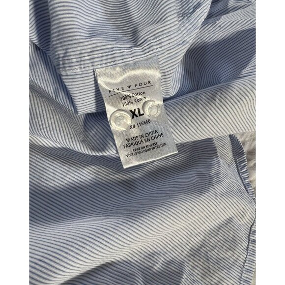Five Four Poggy Man Men's Shirt XL Blue White Striped Long Sleeve Button Up - Picture 7 of 7